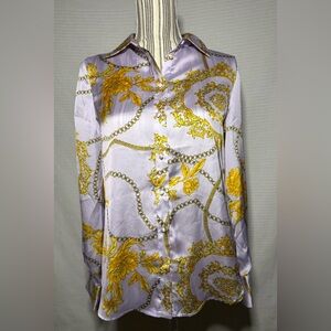 Industry floral chain print 100% polyester long sleeved shirt size M new w/ tags
